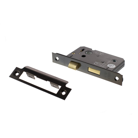 Black Nickel Double Sprung Bathroom Mortice Lock - 2.5 & 3 Inch product image