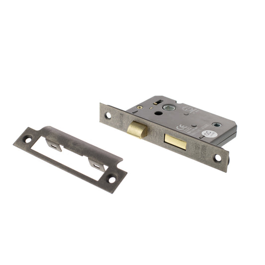 Distressed Silver Pewter Double Sprung Bathroom Mortice Lock - 2.5 & 3 Inch product image