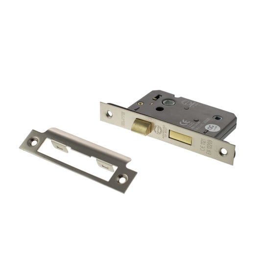 Satin Nickel Double Sprung Bathroom Mortice Lock - 2.5 & 3 Inch product image