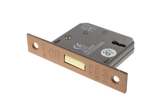 Copper (Satin) 3 Lever Mortice Dead Lock - 2.5 & 3 Inch product image