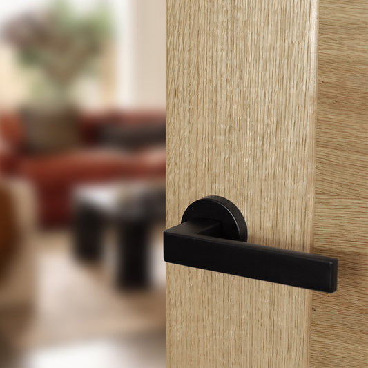 Atlantic UK Forme FMR254MB 'Asti' Matt Black Door Handles on Round Rose product image