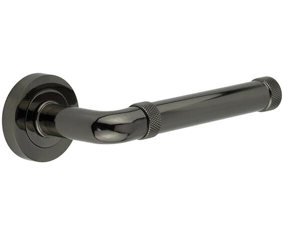 Frelan Hardware - Black Nickel 'Midtown' Knurled Door Handles - JV853BN