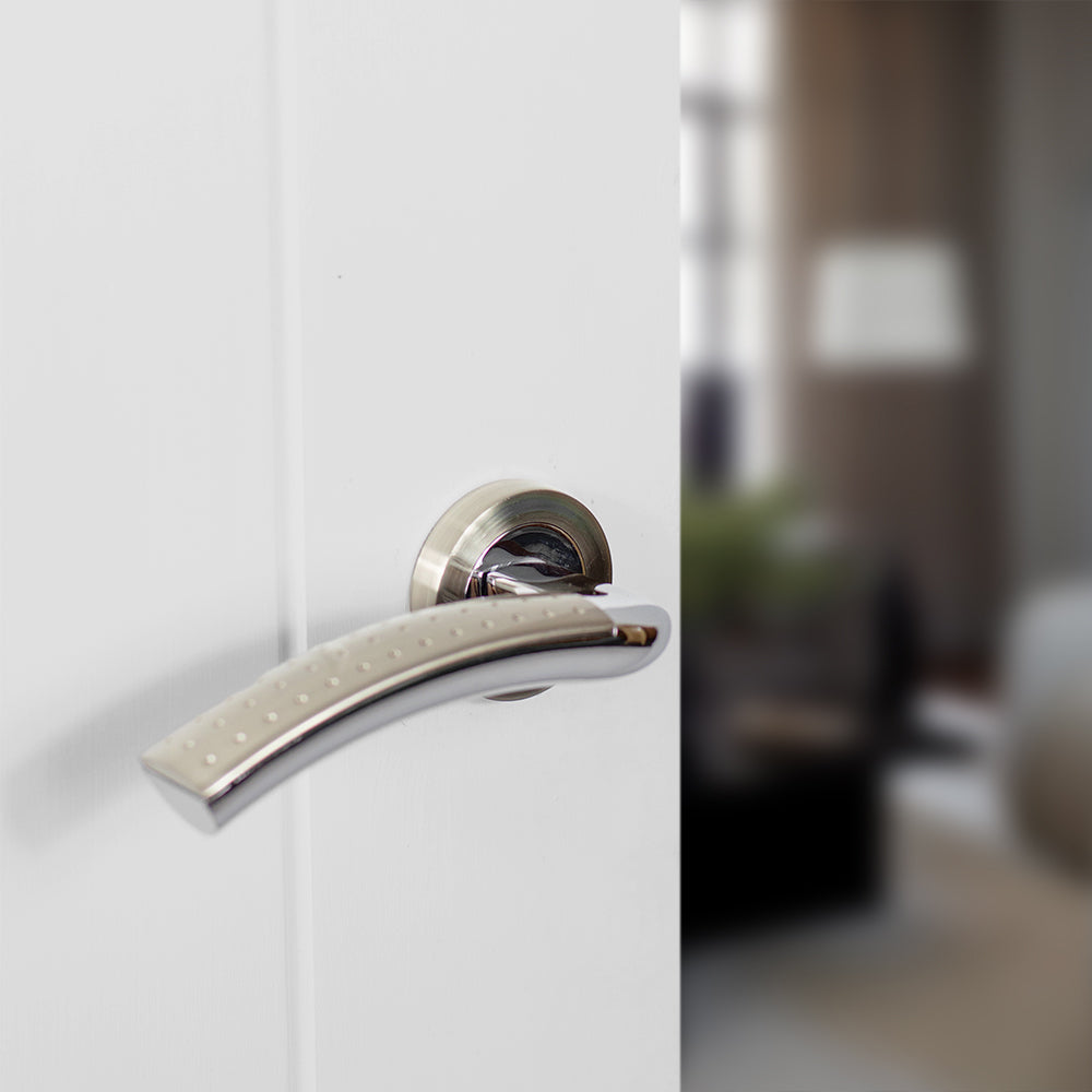 Monaco Satin Nickel/Polished Chrome Door Handles M78SNCP product image