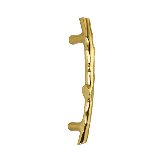 Bamboo Cabinet Handle in Polished Brass, 270mm, featuring solid brass construction for a contemporary and elegant home aesthetic.