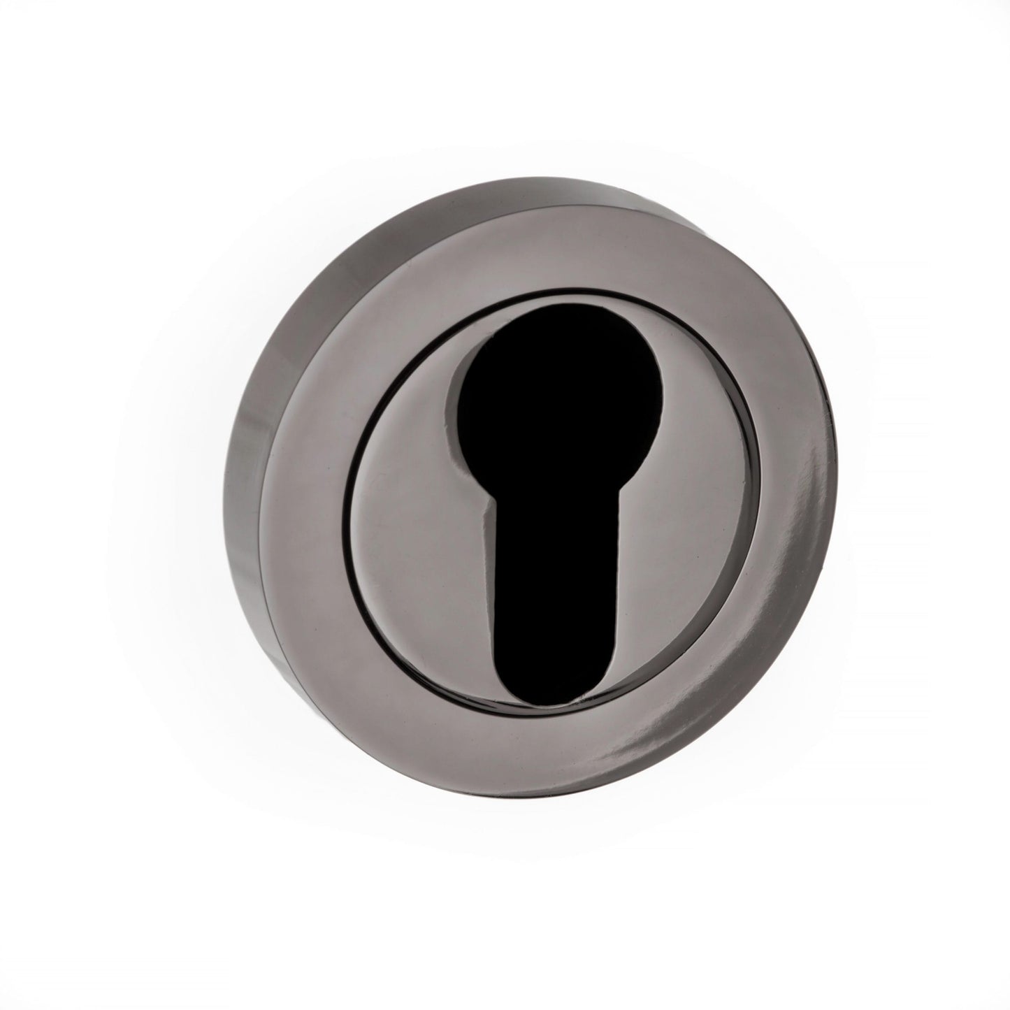 Black Nickel Round Rose EURO PROFILE Keyhole Escutcheon product image