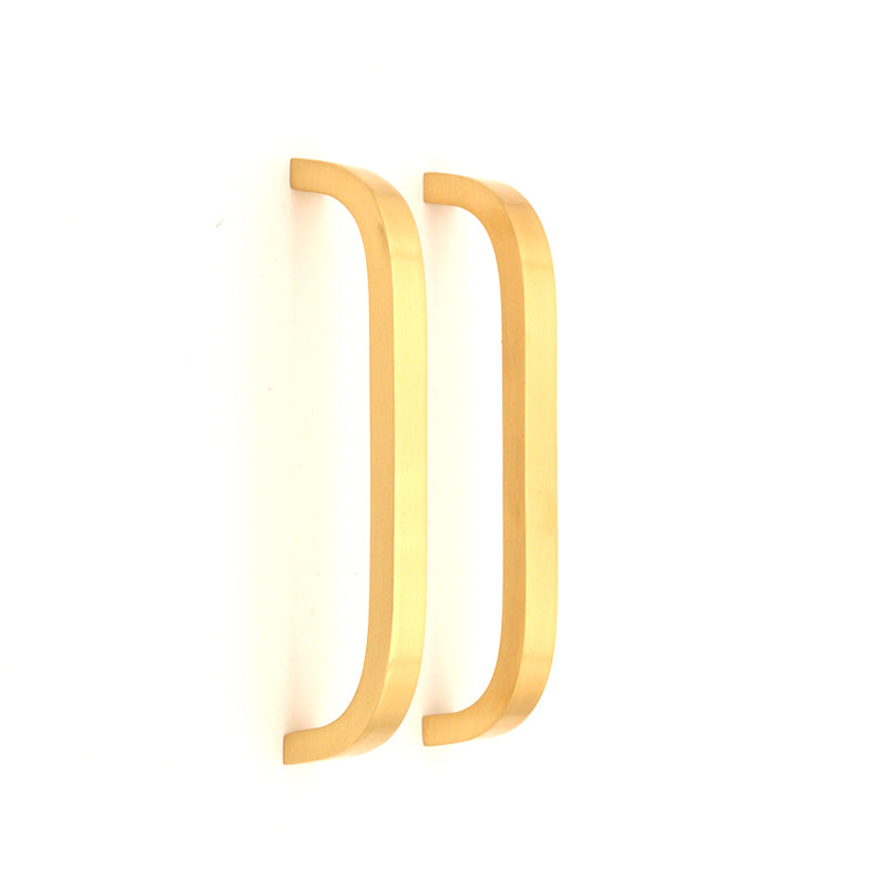 Curve Bar Cabinet Handle in Satin Brass, 300mm medium size, showcasing solid brass construction for modern wardrobes and cupboards.