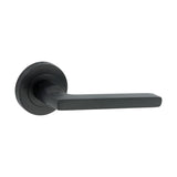 Drox Lever Door Handle in Matt Black finish, 110 mm, by Spira Brass, showcasing a modern design ideal for enhancing interior spaces.