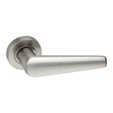 Aero Lever on Rose Internal Door Handle in Satin Nickel with 143mm lever length, featuring a contemporary design and ergonomic grip for enhanced functionality.
