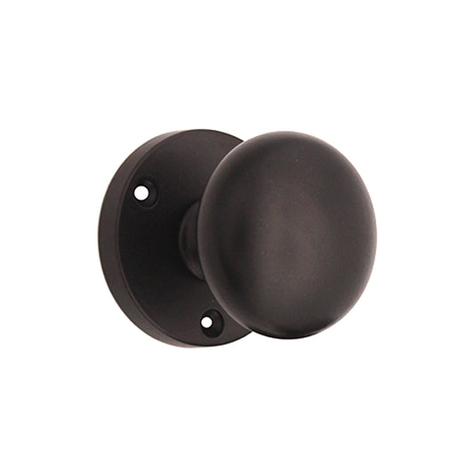 Victorian door knob in matt black with a 55mm diameter, showcasing vintage charm and modern elegance from Spira Brass.