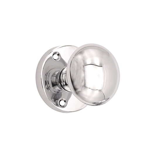 Victorian door knob in polished chrome, featuring a heavy-duty design and 55mm diameter, perfect for adding vintage charm to interior spaces.