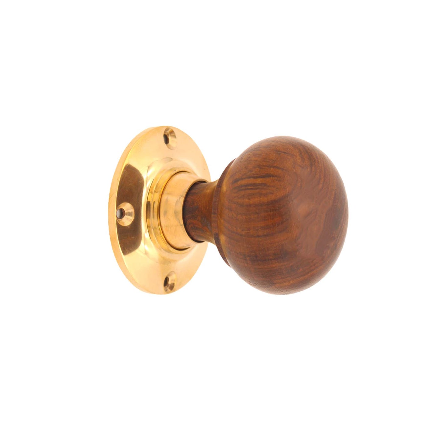 Rosewood Cottage Bun Mortice Door Knob with Polished Brass finish, 60mm diameter, showcasing a traditional mushroom shape ideal for classic cottage and period properties.