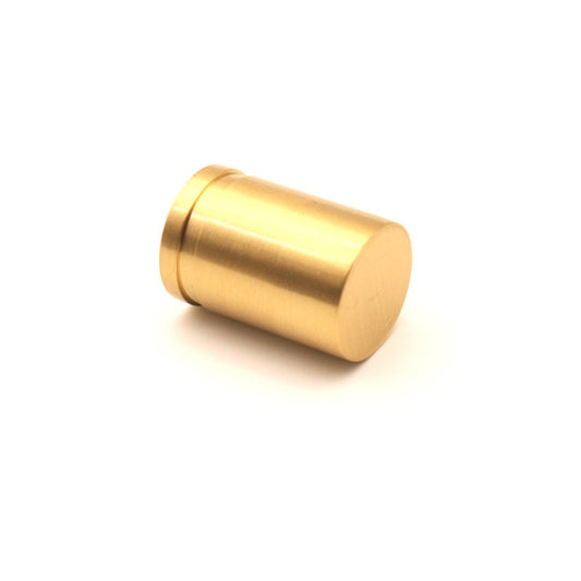Cylinder Cupboard Pull in Satin Brass with Comfortable Grip, 26mm Diameter, perfect for modern cabinetry and furniture.