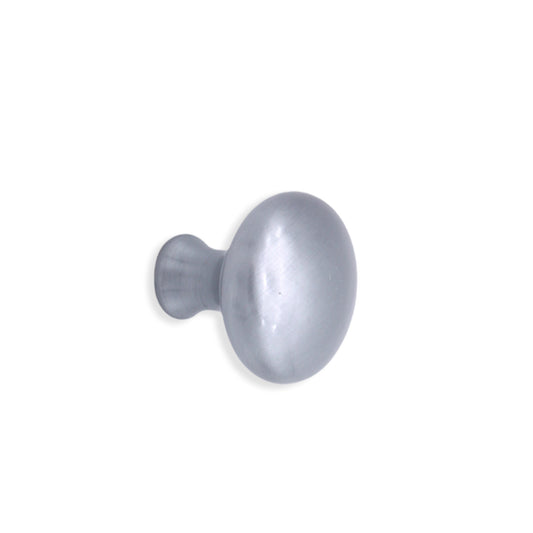 Mushroom 32mm Cupboard Knob in Satin Chrome with ergonomic design for comfortable grip, perfect for enhancing cabinetry aesthetics.