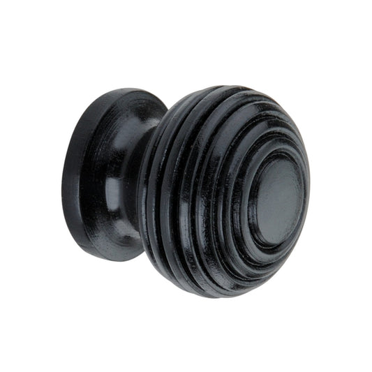 Ebonised Beehive Small Cupboard Knob with a 30mm diameter, featuring a classic design and high-quality ebonised wood finish, perfect for enhancing furniture elegance.