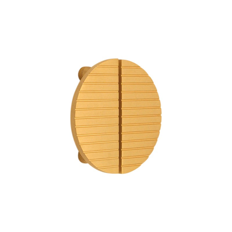 Striped Half Moon Cabinet Handle in Satin Brass, 90mm size, part of the Spira Brass range, showcasing elegant design and solid brass craftsmanship.