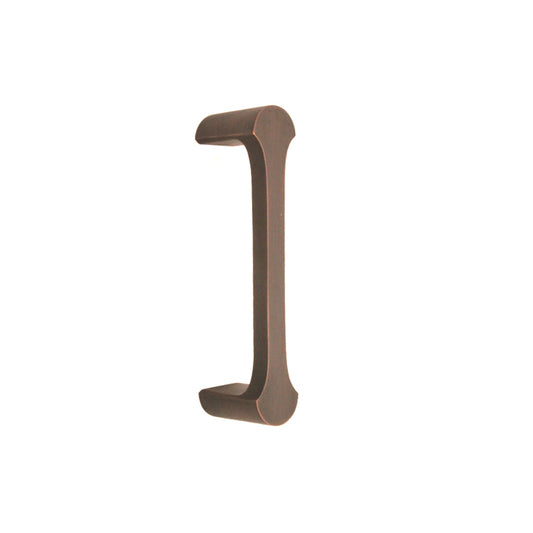 Tulip Pull Handle in Aged Bronze, 115mm solid forged brass cabinet handle, featuring a trendy shell bar design with rounded edges, perfect for contemporary interiors.