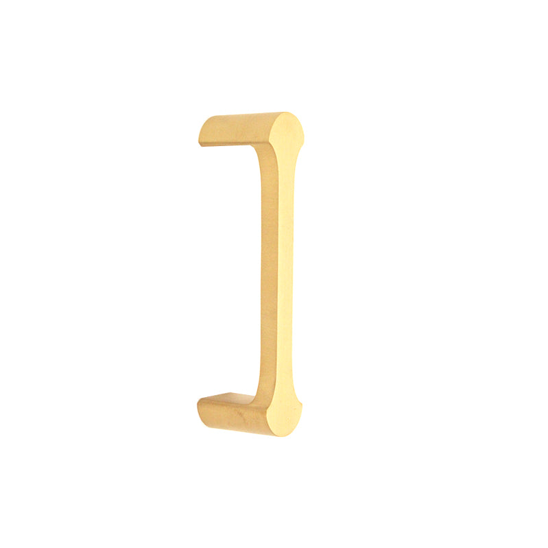 Tulip Pull Handle in Satin Brass, 115mm, featuring a unique shell bar design and rounded edges for contemporary interiors.