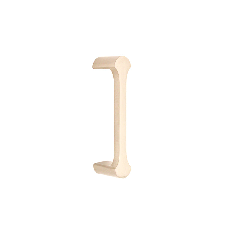 Tulip Pull Handle in Satin Nickel, 115mm, featuring a unique shell bar design and rounded edges, ideal for contemporary interiors.