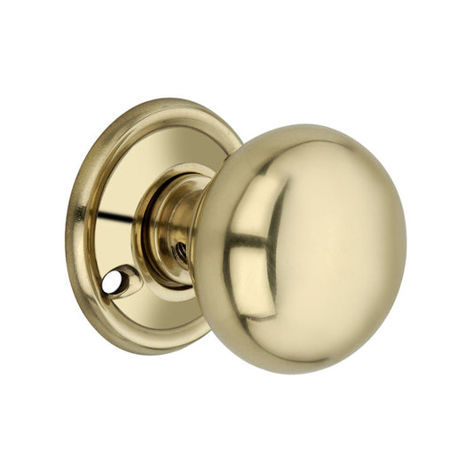 Large Cottage 50mm Mortice/Rim Door Knob in Polished Brass, featuring a classic design and modern durability, perfect for enhancing home aesthetics.
