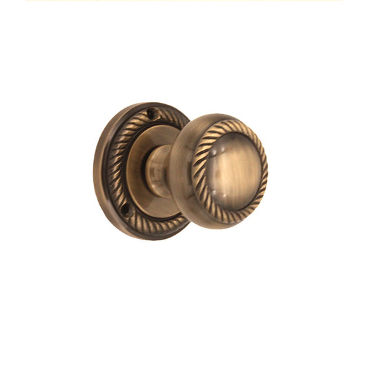 Georgian Mortice Door Knob in Antique Brass, 50mm diameter, featuring a classic design with modern etched style, ideal for adding elegance to doors.