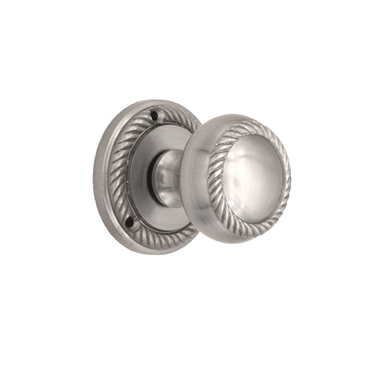 Georgian Mortice Door Knob in Satin Chrome finish, featuring a heavy sprung design and classic etched style, perfect for adding luxury to any door.
