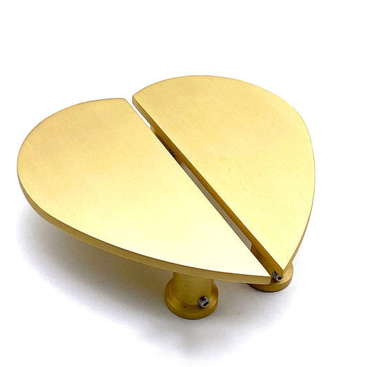 Heart Brass Cabinet Door Handles in Satin Brass finish, measuring 150mm x 75mm, showcasing a modern design for elegant cabinetry.