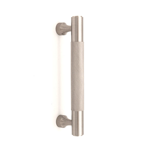 Knurled Bar Cabinet Handle in satin silver, 360mm size, made from solid brass, perfect for modern interior design.