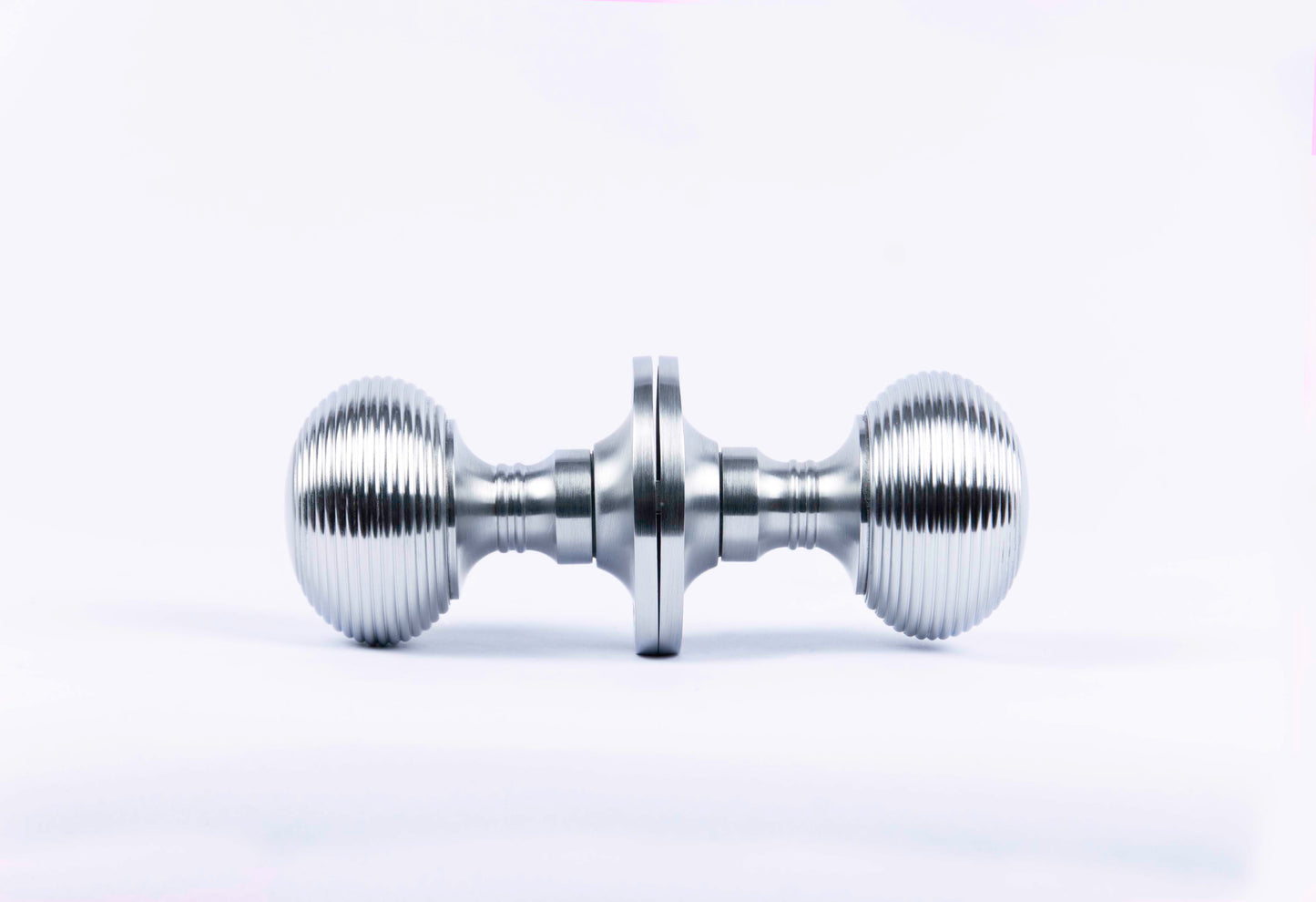 Satin Chrome Reeded Beehive Mortice Door Knobs