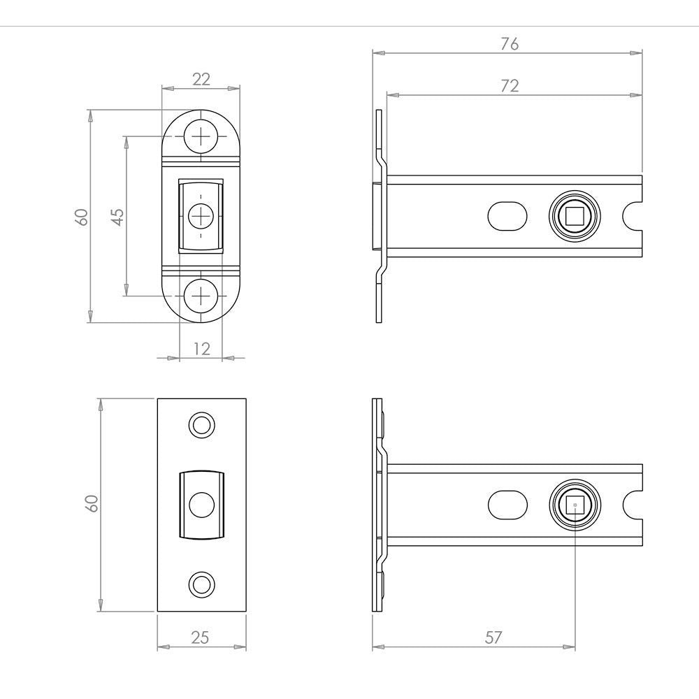64mm Bathroom Deadbolt - Stainless Steel