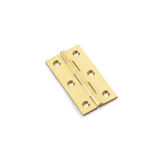 Heavy Duty Solid Brass Cabinet Butt Hinge by Alexander & Wilks in Satin Brass, available in sizes 2", 2.5", 3"