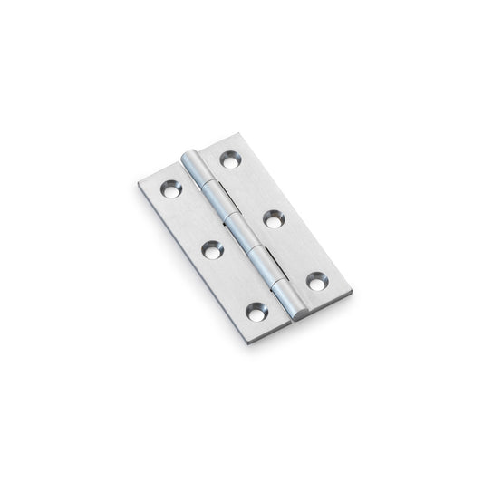 Heavy Duty Solid Brass Cabinet Butt Hinge by Alexander & Wilks in Satin Chrome, available in sizes 2", 2.5", 3"