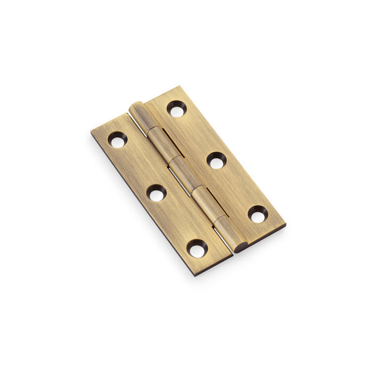 Heavy Duty Solid Brass Cabinet Butt Hinge by Alexander & Wilks in Antique Brass, available in sizes 2", 2.5", 3"