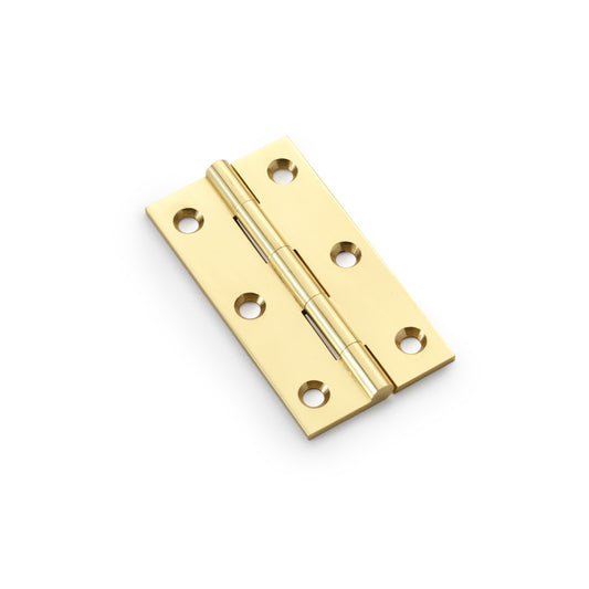 Heavy Duty Solid Brass Cabinet Butt Hinge by Alexander & Wilks in Polished Brass, available in sizes 2", 2.5", 3"