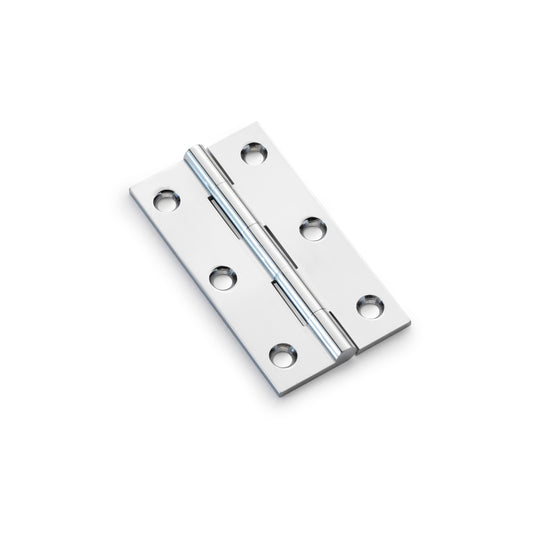Heavy Duty Solid Brass Cabinet Butt Hinge by Alexander & Wilks in Polished Chrome, available in sizes 2", 2.5", 3"