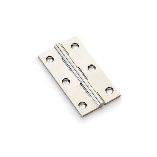 Heavy Duty Solid Brass Cabinet Butt Hinge by Alexander & Wilks in Polished Nickel, available in sizes 2", 2.5", 3"