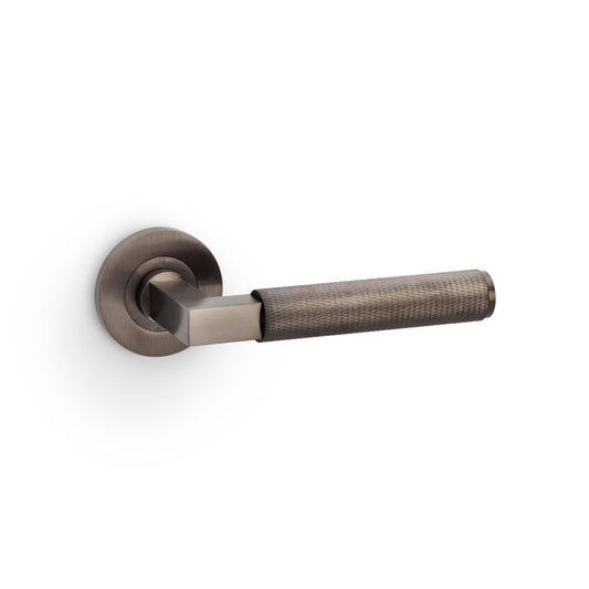 Hurricane Knurled Lever Door Handle - Dark Bronze PVD