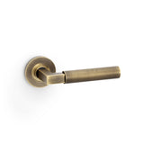 Hurricane Lever Door Handle on Rose – Antique Brass