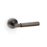 Hurricane Reeded Lever Door Handle on Rose – Dark Bronze PVD