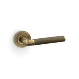 Harrier Knurled Lever Door Handle - Antique Brass