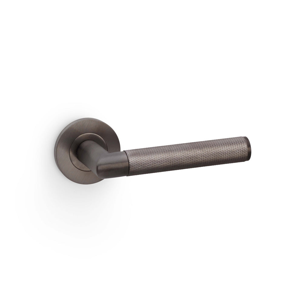 Harrier Knurled Lever Door Handle - Dark Bronze PVD