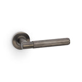 Spitfire Knurled Lever Door Handle on Round Rose - Dark Bronze PVD