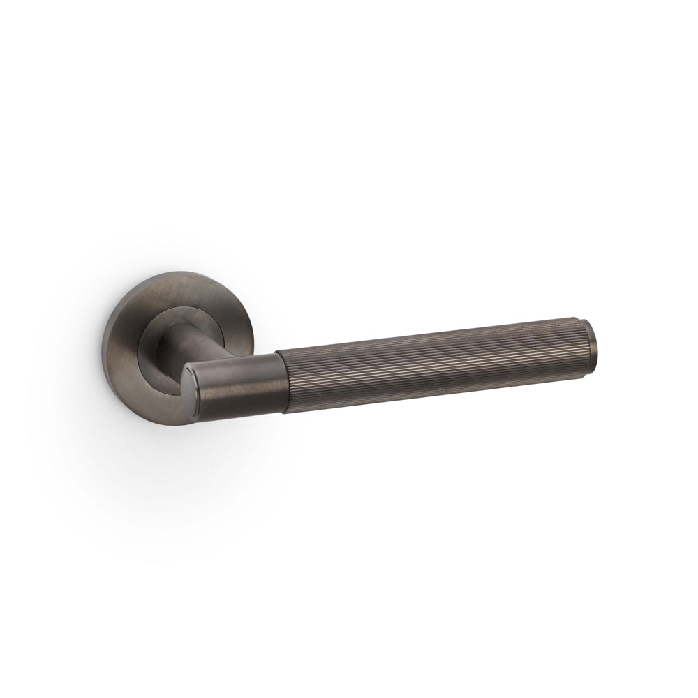 Spitfire Reeded Lever Door Handle – Dark Bronze PVD