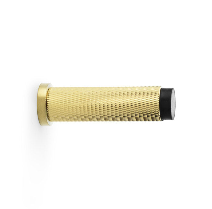 Brunel Knurled Door Stop - Satin Brass PVD | Alexander & Wilks