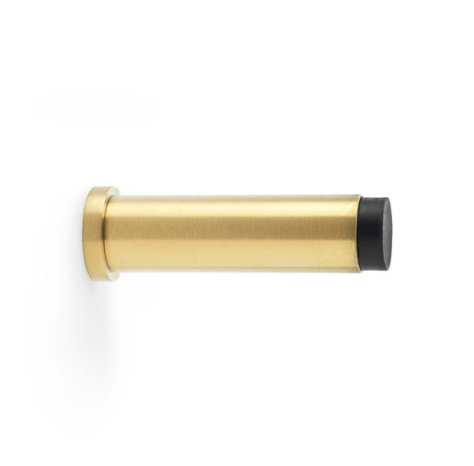 Projection Cylinder Door Stop, Plain - Satin Brass PVD | Alexander & Wilks
