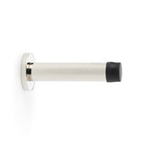 Alexander & Wilks Cylinder Projection Door Stop on Rose in Polished Nickel, solid brass, concealed fixings, and rubber stopper