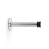 "Satin Chrome Cylinder Door Stop on Traditional Rose by Alexander & Wilks, 90mm, ideal for modern and traditional interiors"