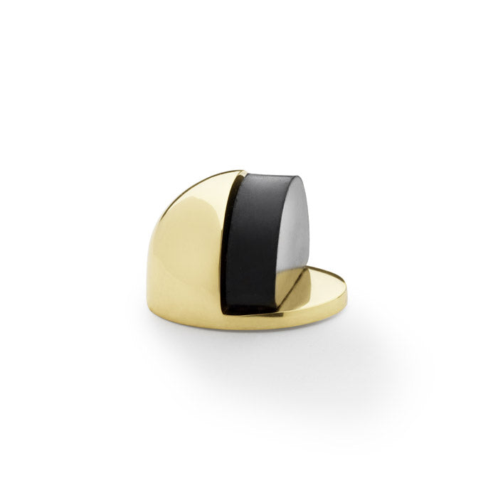 Polished Brass Floor Mounted Door Stop by Alexander & Wilks with Protective Rubber Stopper