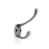 "Victorian Hat and Coat Hook in Antique Iron by Alexander & Wilks, featuring dual hook design and solid brass construction"