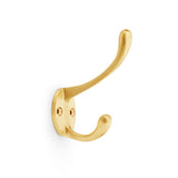 Alexander & Wilks Victorian Hat and Coat Hook in Satin Brass finish, showcasing traditional design and solid brass construction.