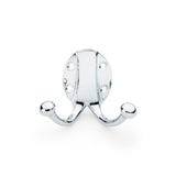 Double Robe Hook in Polished Chrome by Alexander & Wilks, featuring elegant oval backplate and durable brass construction.
